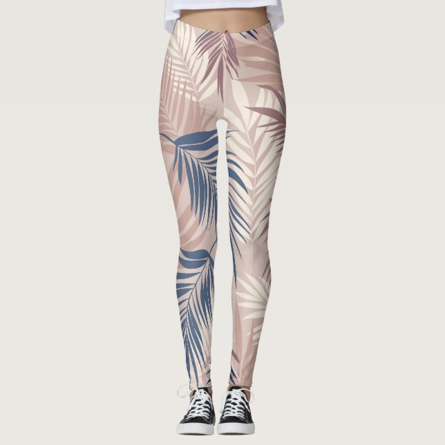 Legging Paisagem: Padrão de Motif Tropical (Frente)