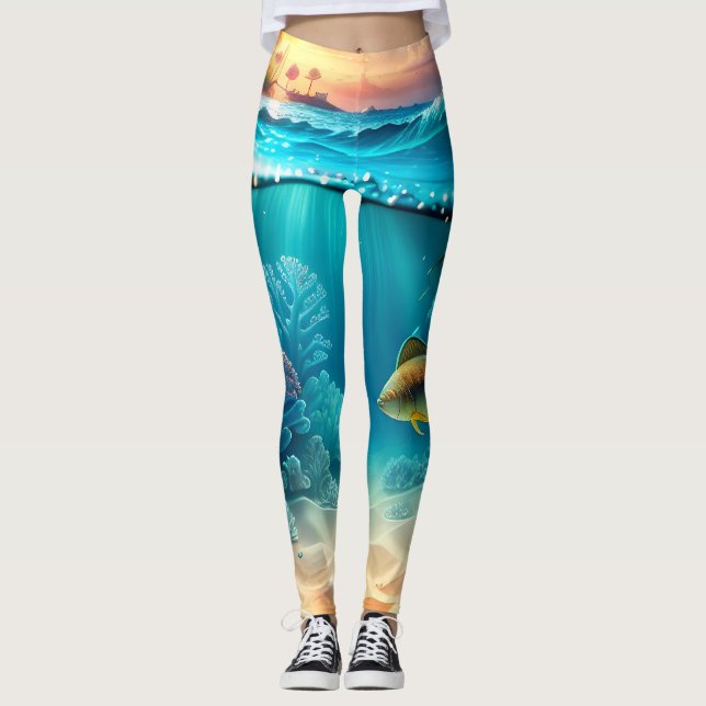 Legging Paisagem Submarina Tropical (Frente)