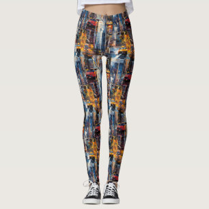Legging Paisagem Urbana Abstrata de Cyberpunk (1)