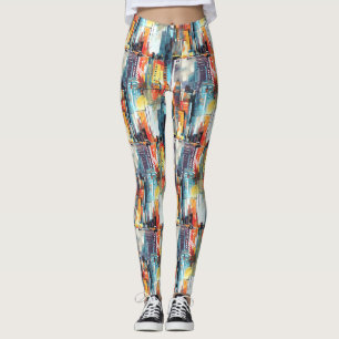 Legging Paisagem Urbana Abstrata de Cyberpunk (2)