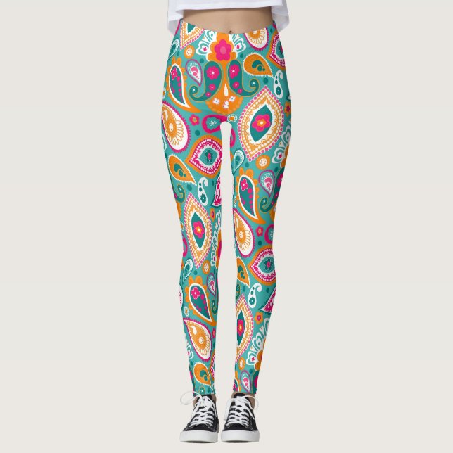 Legging Paisley 70s 60s Boho Retro (Frente)