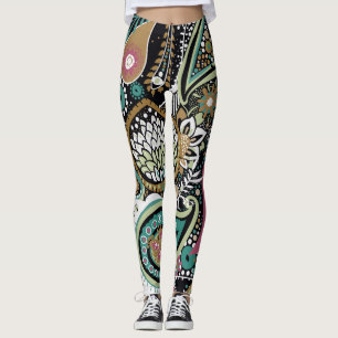 Legging Paisley asiático: design moderno sem costura.
