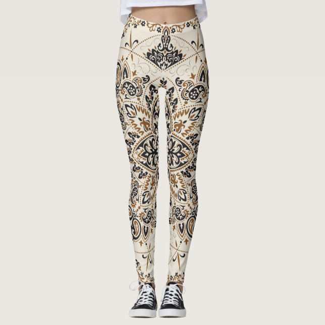 Legging Paisley Bandana Impressão Design de Seda (Frente)