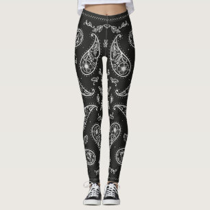 Legging Paisley bandana: impressão preto e branco