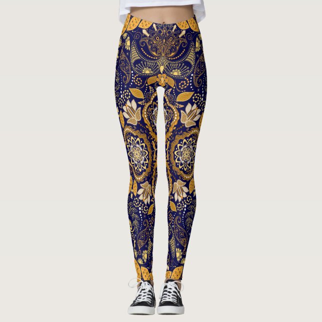 Legging Paisley Elegance: Padrão de Design têxtil (Frente)