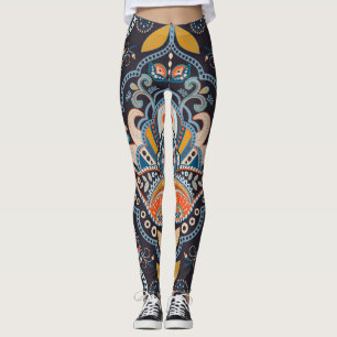 Legging Paisley Floral: Padrão Indiano Escuro