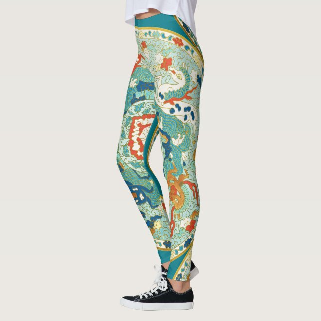 Legging Paisley Horse Green Orange Blue Standard (Esquerda)