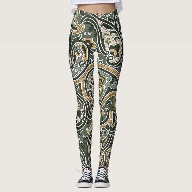 Legging Paisley Oriental Ethnic, Vintage Seamless. (Frente)