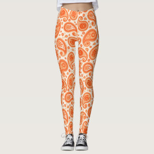 Legging Paisley, padrão laranja elegante, calças de ioga