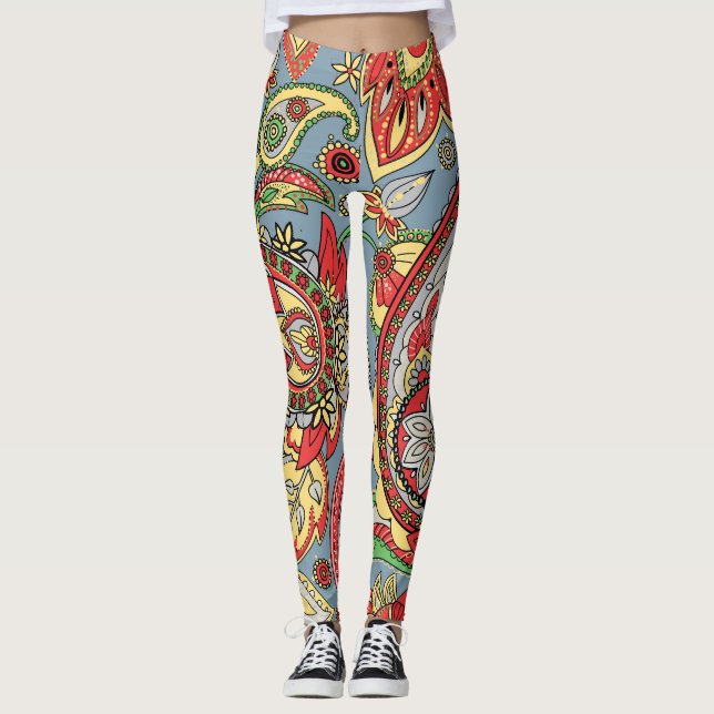 Legging Paisley Perfection: Padrão Vintage Oriental (Frente)