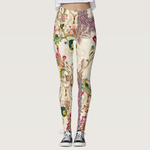 Legging Paisley Ploral de Mughal Étnica