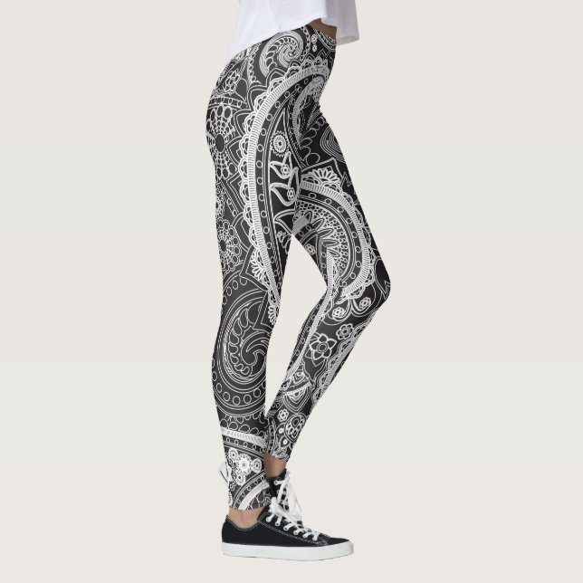 Legging Paisley preto e branco (Direita)