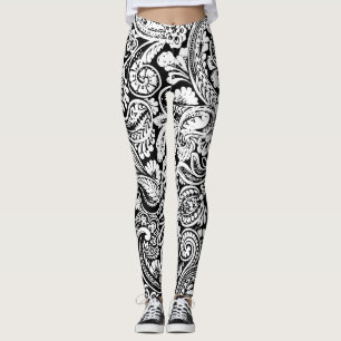 Legging Paisley preto e branco enorme