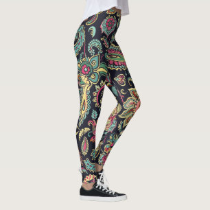 Legging Paisley Preto Floral