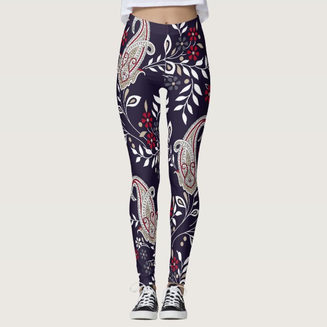 Legging Paisley tradicional indiano, padrão perfeito. (Frente)