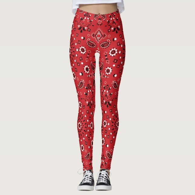 Legging Paisley vermelho (Frente)