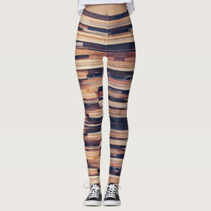 Legging Palangres de madeira de design castanho geométrico