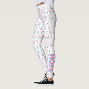 Legging Palavras de Fita de Sensibilização Rosa e Azul L
