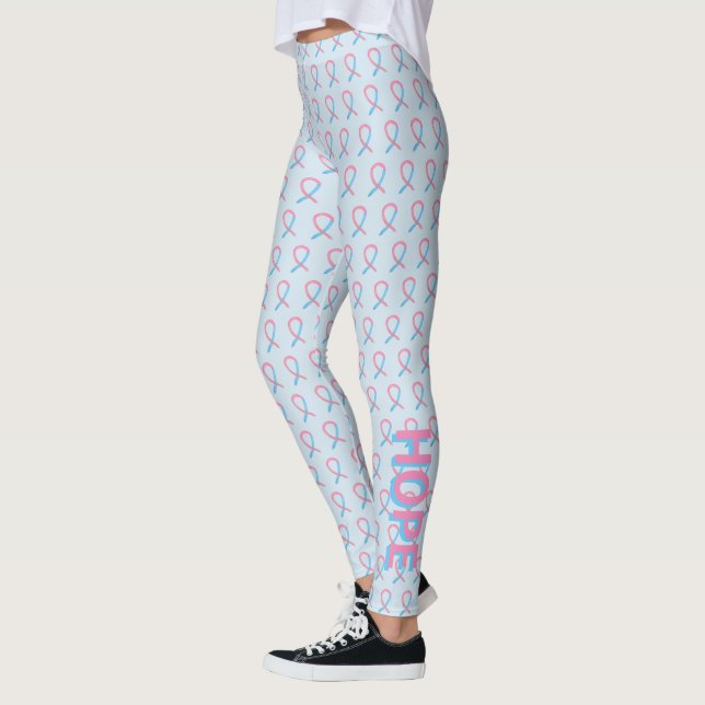 Legging Palavras de Fita de Sensibilização Rosa e Azul Leg (Esquerda)