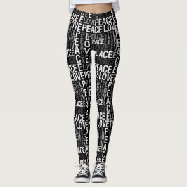 Legging Palavras Inspiracionais Adoram Paz Preto e Branco
