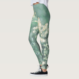 Legging Pale Pastel Verde Amarelo Amarelo Flores Selvagens