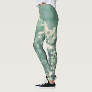 Legging Pale Pastel Verde Amarelo Amarelo Flores Selvagens