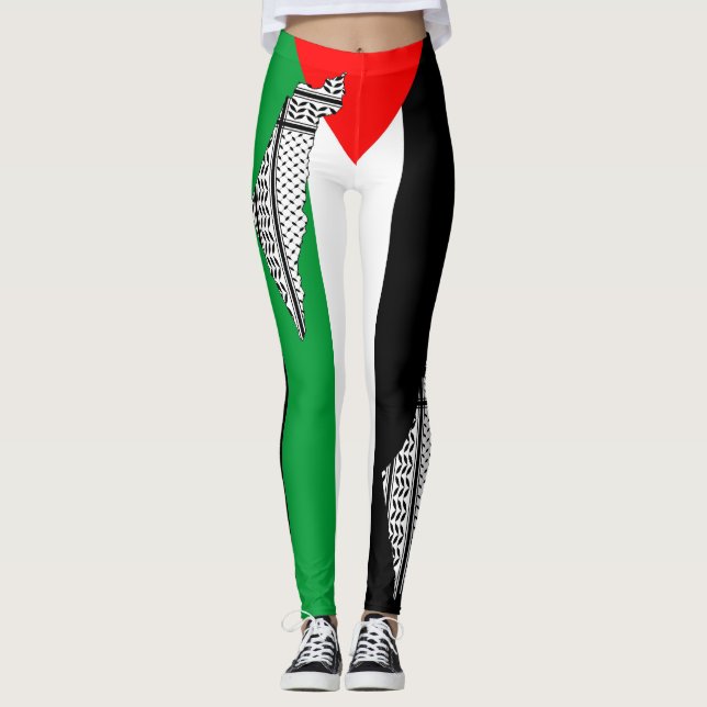 Legging Palestina - Bandeira e Mapa com Padrão Keffiyeg (Frente)
