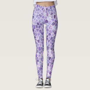 Legging Pálido Lilás E Roxo Remendado Terrazo Pa