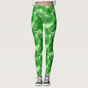 Legging Palm Leaf Impressão, Emerald e Light Verde limão