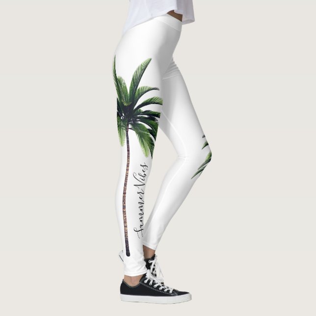 Legging Palm Tree Green White Summer Vibes Fashion Mulhere (Direita)