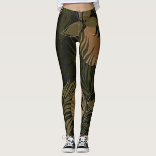Legging Palma de Lua Tropical: Padrão Noturno Sem Olho