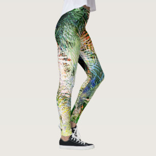 Legging Palma moderna deixa desenho abstrato tropical