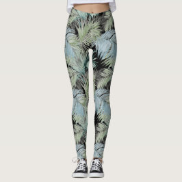 Legging Palma Verde Azul Deixa Preto