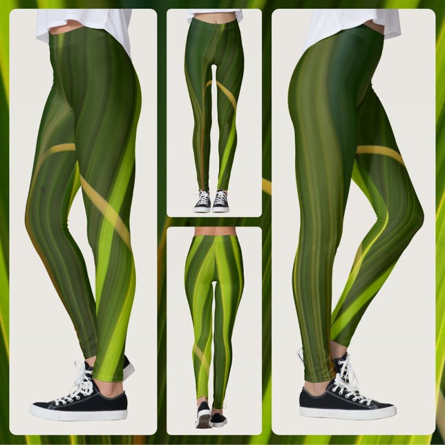 Legging Palma Verde Fronteira Abstrato tropical natural (Criador carregado)
