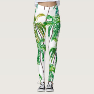 Legging Palmas acrílicas: Textura têxtil de verão.