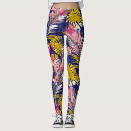Legging Palmas tropicais coloridas, Abstrato Cheetah Impre