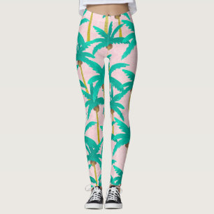 Legging Palmas Tropicais: Padrão de Verão de Aquarela