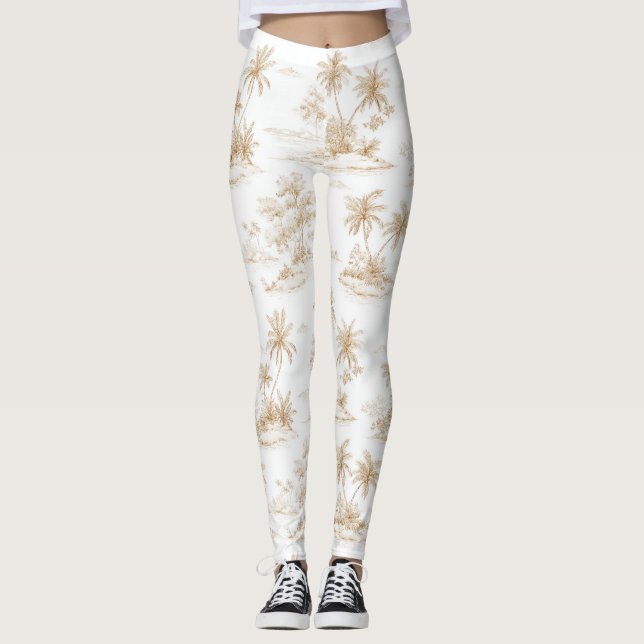 Legging Palmeiras de Ilha Tropical (Frente)