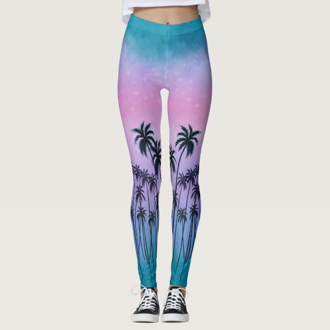 Legging Palmeiras de tartaruga roxa (Frente)