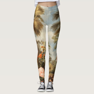 Legging Palmeiras Tropicais Botânicas Vintage