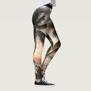 Legging Palmeiras Tropicais Solares Caribe USVI