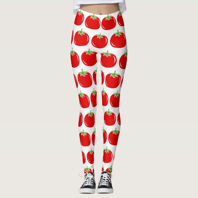 Legging Pancadas de impressão com padrão de tomate vermelh (Frente)