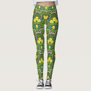 Legging Pancas, aves e borboletas amarelas