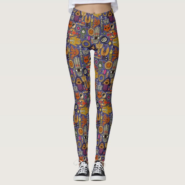 Legging Pancas azuis violetas TALISMANS (Frente)