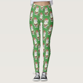 Legging Pancas verdes padrão das vacas de Natal