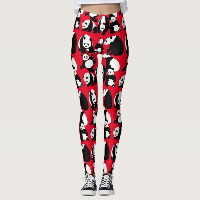 Legging Panda padrão Red BG (Frente)