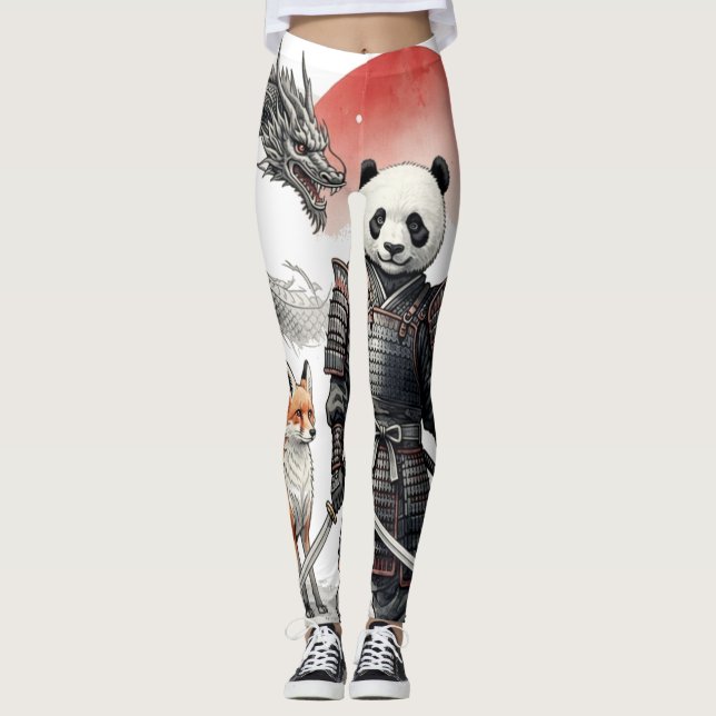 Legging Panda Samurai & Mythical Warriors Fantasy Art (Frente)