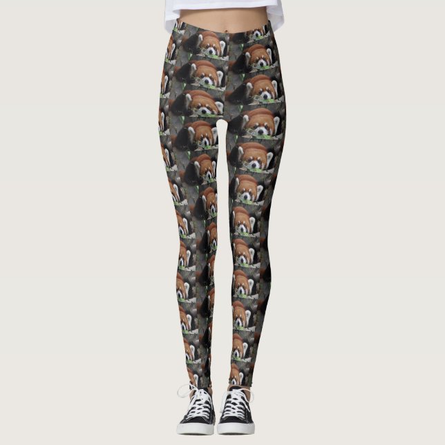 Legging Panda Vermelha e Bonita perdeu em pensamentos, C (Frente)