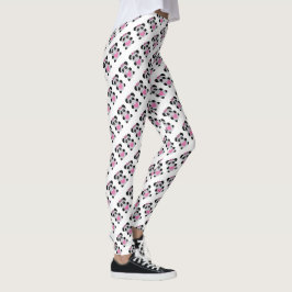Legging Pandas Bonitas com Corações Rosa