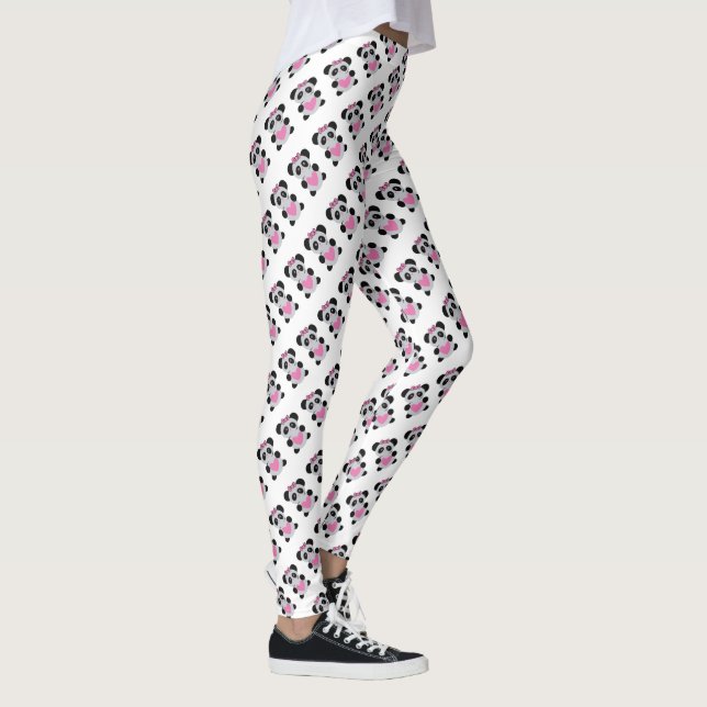 Legging Pandas Bonitas com Corações Rosa (Direita)